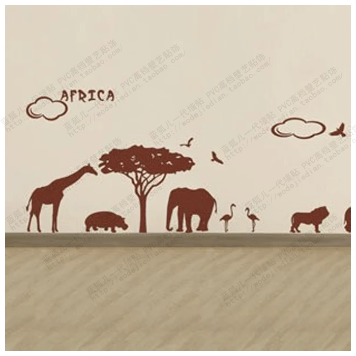 Free Shipping Wholesale and Retail safari Africa Animals Wall Stickers
