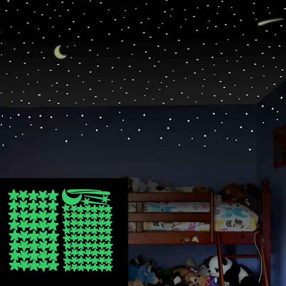 Pegatinas De Pared Que Brillan En La Oscuridad Estrella Luminosa Luna Artesanal Fluorescente Para Bebé Calcomanías De Pared Del Dormitorio Decoración Del Hogar Adhesivos Para Pared Aliexpress