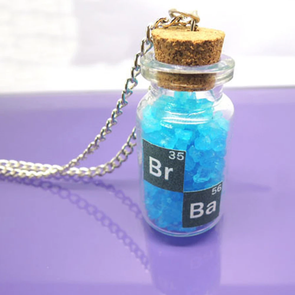 

Breaking bad inspired crystal sky blue vial cork bottle necklace bath salt Necklace Gifts Classic