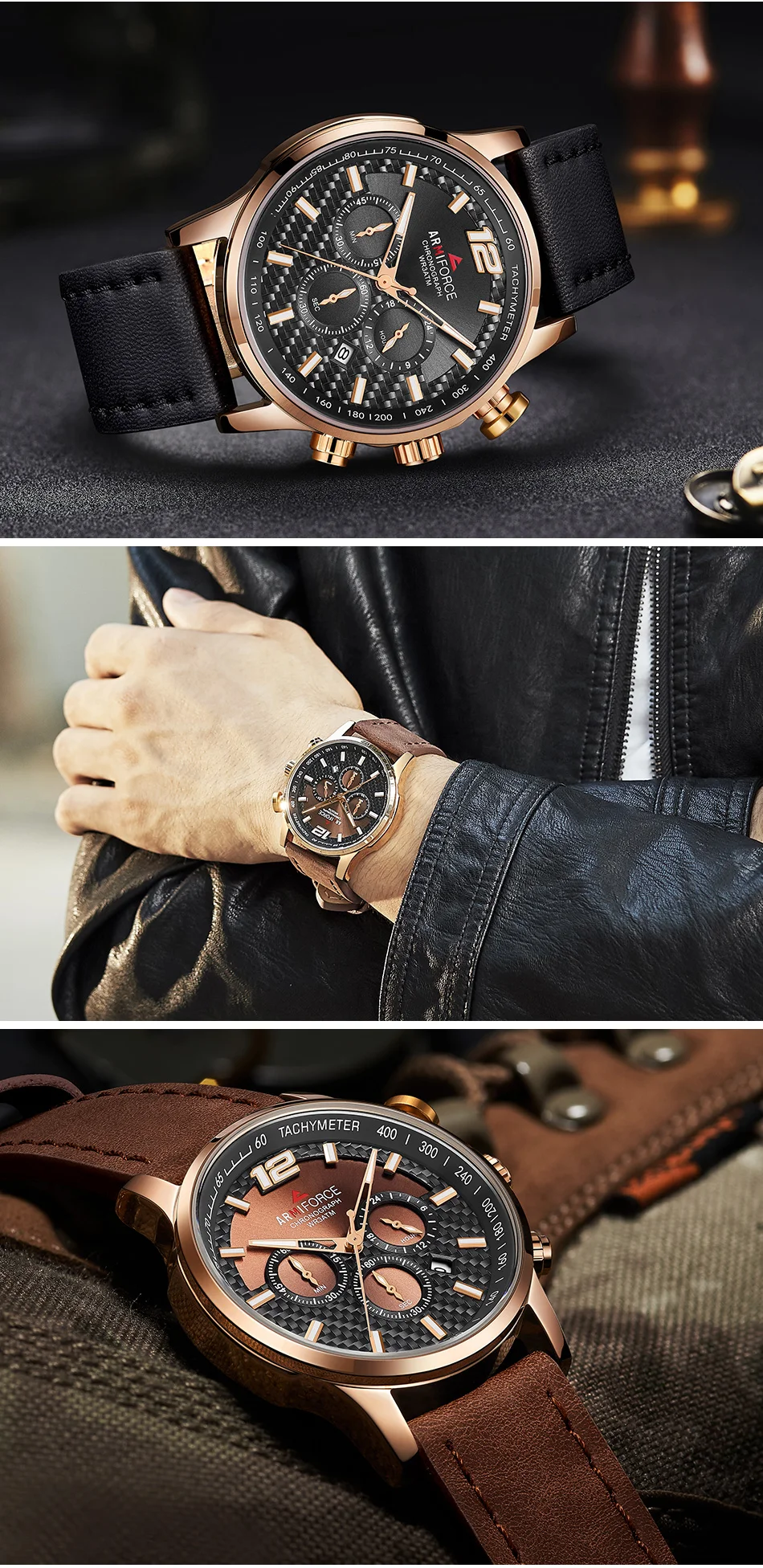 Топ ARMIFORCE мужские часы из натуральной кожи спортивные наручные часы кварцевые мужские часы Мужские Дата водонепроницаемые часы Relogio Masculino