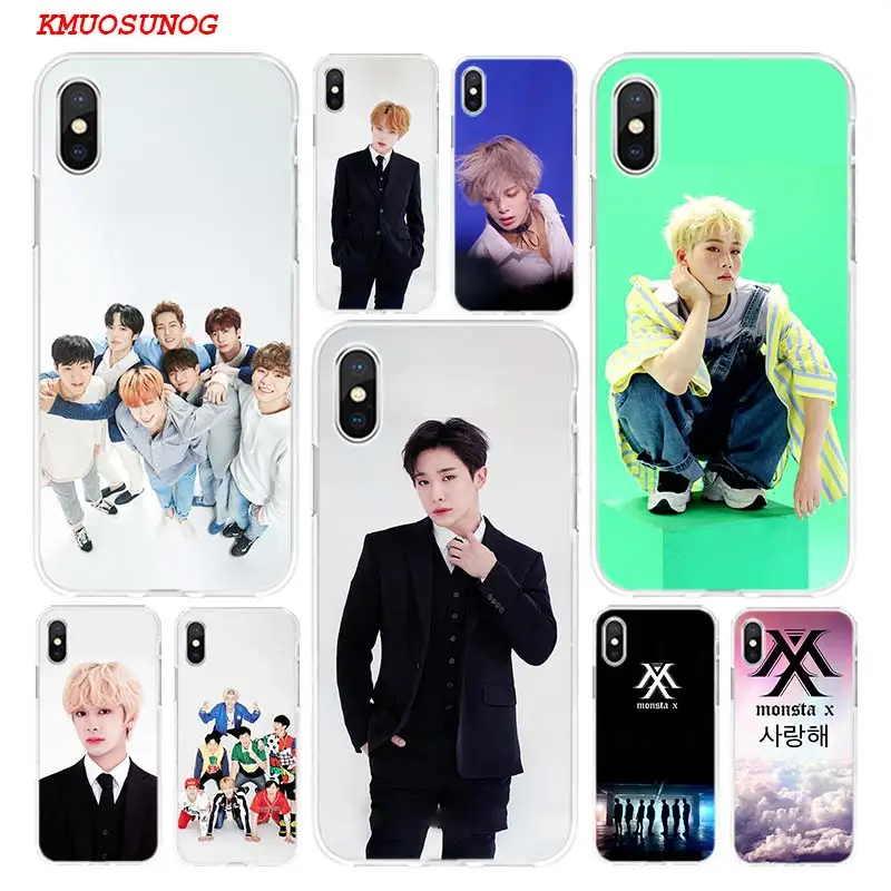 شفافة لينة سيليكون جراب هاتف Monsta X KPOP الصبي ل فون XS X XR ماكس 8 7 6 6 S زائد 5 5 S SE الهاتف حقيبة