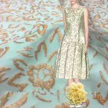 1 метр Brodace жаккардовая ткань 5" бронзированный полиэстер материал шитье на женское платье одежда цветок лоскутное Сделай Сам зеленые ткани