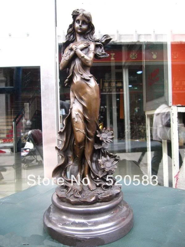 

Western Pure Bronze & Marble chaste maiden belle Statue