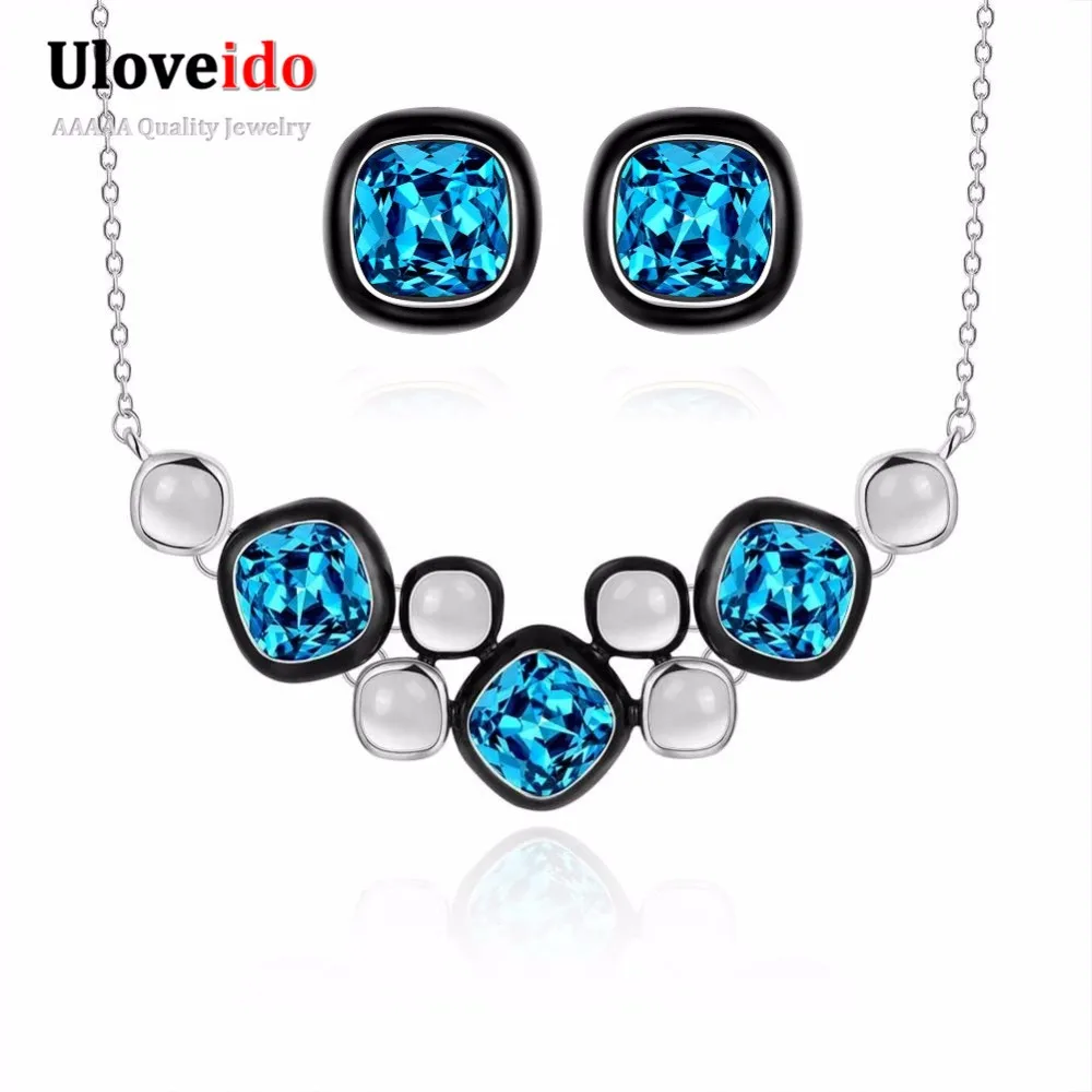 USA STOCK Uloveido Women Jewelry Sets Fashion Silver Color Wedding Crystal Jewelry Set Choker Necklace and Earrings Set for Girl 13 aeProduct.getSubject()