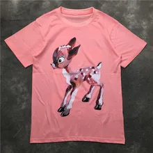 Женские/мужские повседневные розовые футболки европейские летние с принтом оленя футболки женские D438