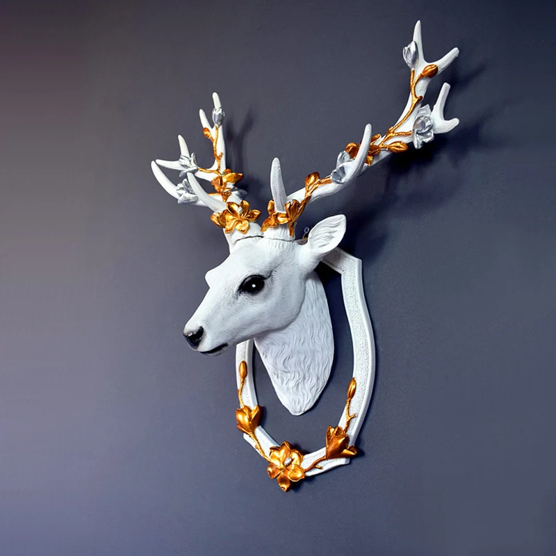 3D Deer Statue Home Decoration Accessories Abstract Sculpture Figurine Wall Decor Living Room Decorations Resin Animal Statues 2