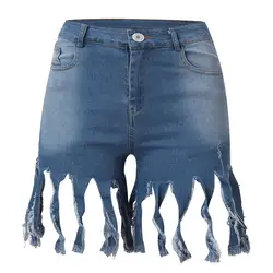 Модные INS горячие новые женские летние короткие джинсы женские карманы мыть деним кисточкой Горячие джинсы женские джинсы