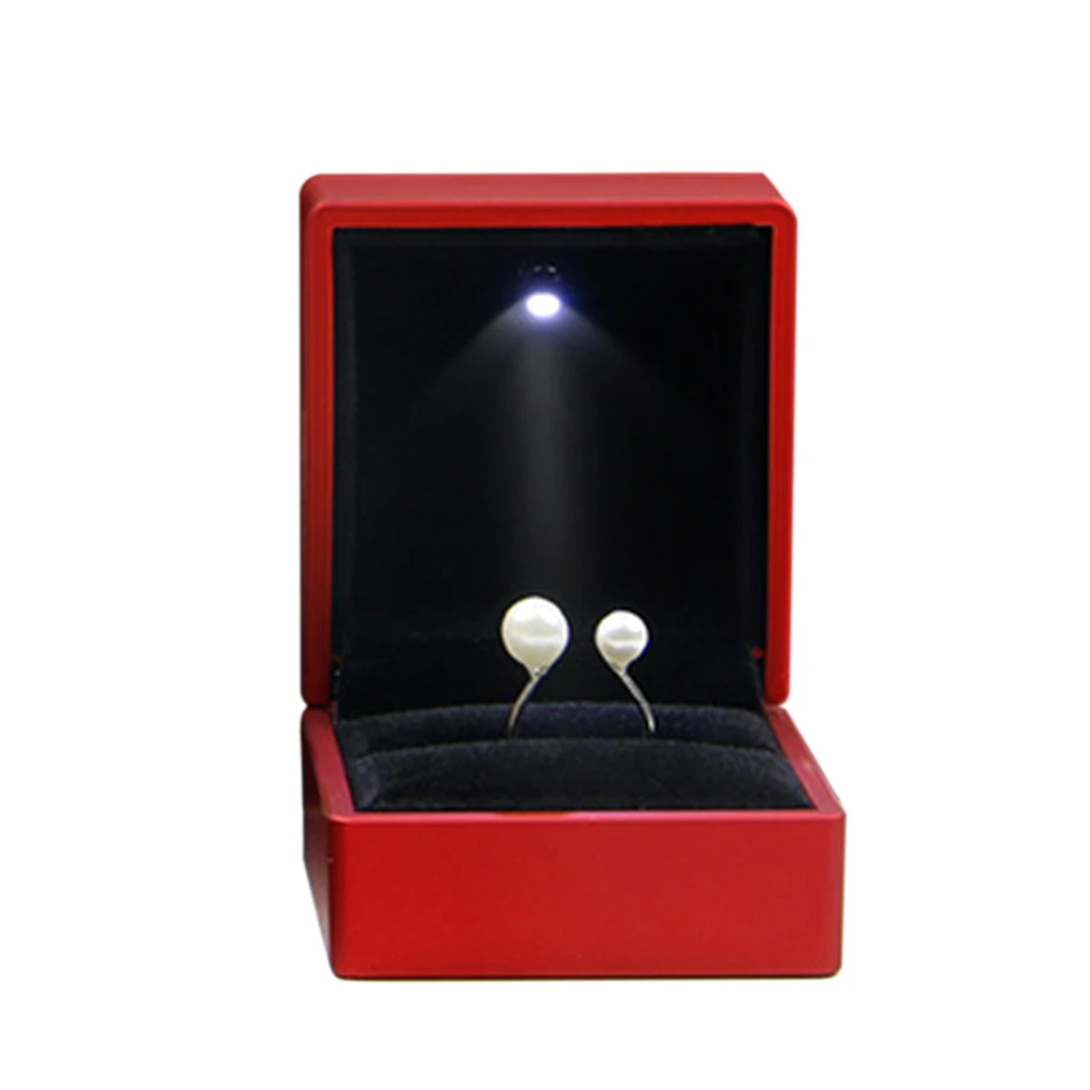 

Decoration Gift Case Storage With LED Lighted Packaging Ring Box Wedding Propose For Engagement Earring Mini Organizer