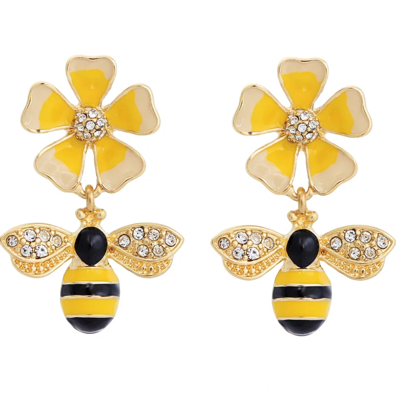 high quality fashion jewelry accessories gold metal enamel flower