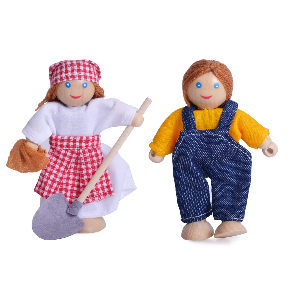 

Wooden Furniture Dolls House Family Miniature 2 People Set Doll For Kid Child High Quality Gifts For Kids Home Decor JA23b