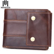 MISFITS 100% genuine leather casual wallet men's with coin pocket short wallet card holders women small purse with zipper pocket jamarna wallet women genuine leather small women purses with double zipper pocket mini wallet female with coin purse short red