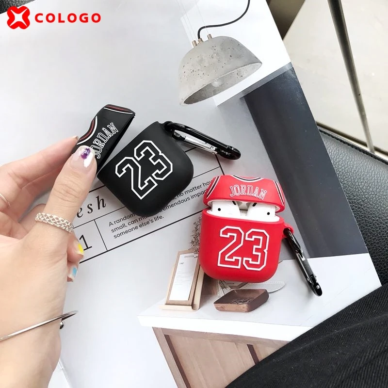 Hot fashion Soft silicone Wireless Earphone Charging Cover Bag for Apple AirPods 1 2 Flying man Jordan 23 Bluetooth Headset Box