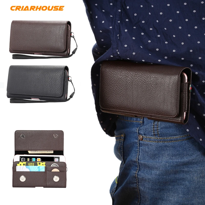 

Universal PU Leather Waist Bags Causal Multi-Pockets Phone Case For Xiaomi Mi6 Redmi Note 3 Pro Mix Wallet Cover With Card Slot