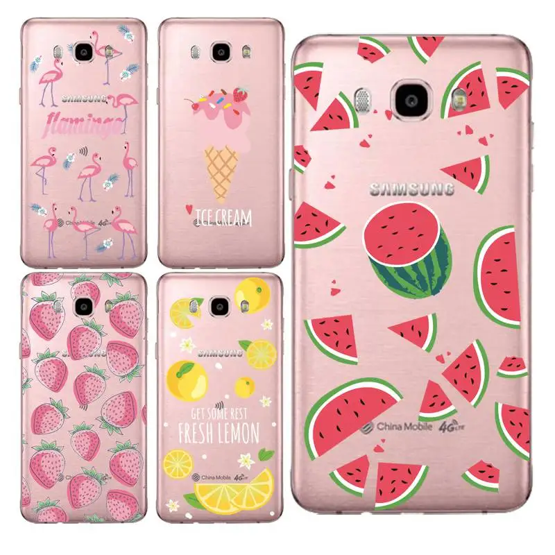 Lemon Soft Clear TPU Phone Case For Samsung J3 J5 J7 S6 S7 S8 note8 A3 A5 C7 J2prime Icecream Printed Cute Cover Free Shipping | Мобильные