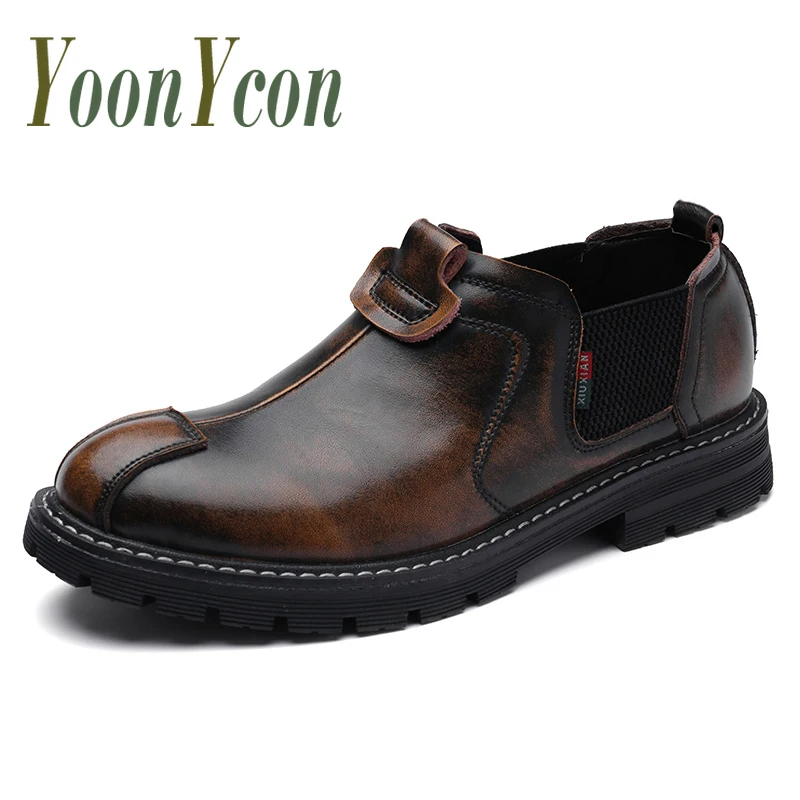 

British Tooling Shoes Men High Quality Man Working Safety Sneakers Black Split Leather Mens Fashionable Latest Model Work Shoes