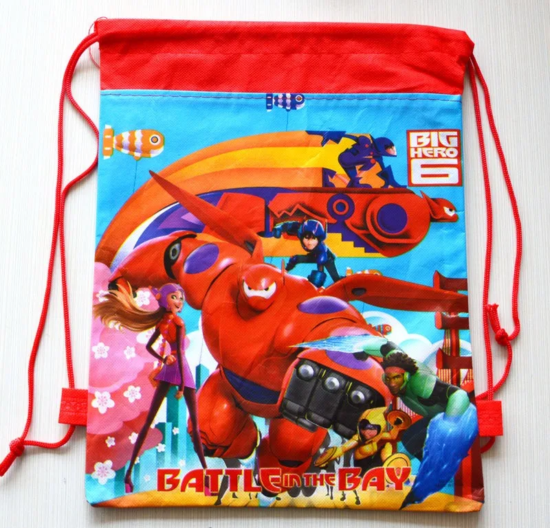 2 шт. супер Морпехи большой Hero нетканых материалов Drawstring Рюкзак детский мультфильм карандаш сумки плавать мешок