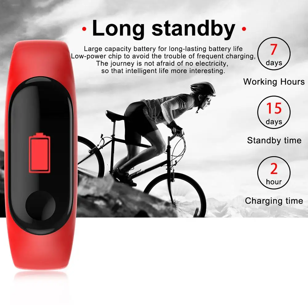 NEW M3 Color Screen Smart Bracelet Fitness Tracker Heart Rate Blood Pressure Monitor Waterproof Sports Wristband for Android iOS