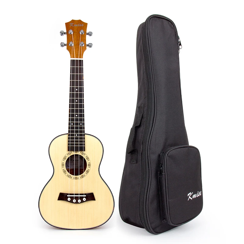

Kmise Concert Ukulele Solid Spruce Ukelele 23 inch 18 Fret Uke 4 String Acoustic Hawaii Guitar with Gig Bag