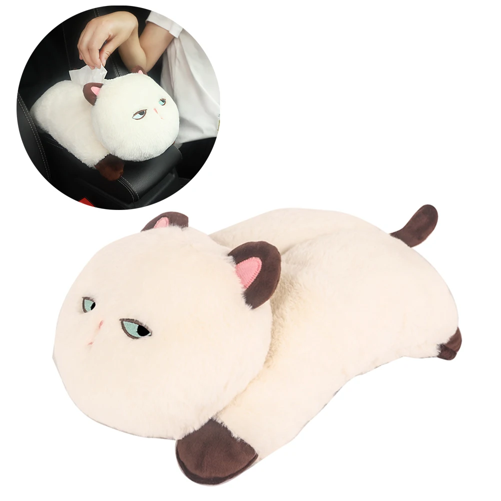 

1 PC Cute Plush Tissue Box Cat Shape Napkins Holder Creative Napkin Box Armrest Tissue Holder Paper Towel Boxes For Car Home