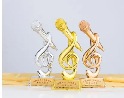 

China's new singing music trophy creative microphone host gold-plated trophy customization Wholesale factory direct selling
