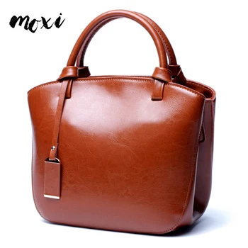 

Moxi Oil Wax Leather Women Handbag Cow Leather Female Messenger Bag Zipper Large Capacity Shoulder Bag Lady Elegant Daily Tote