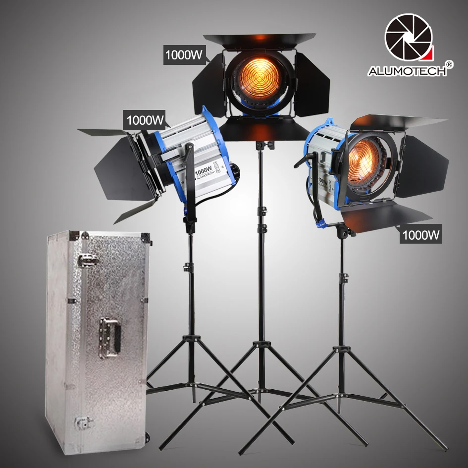 ALUMOTECH For Film 3PCS 1000W Fresnel Tungsten light Dimmer Built in