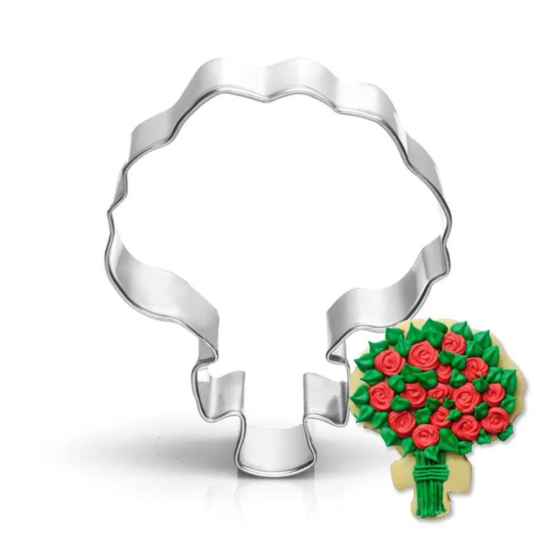 1pc Stainless steel Rose bouquet Cookie Cutter Mould Cake Fondant