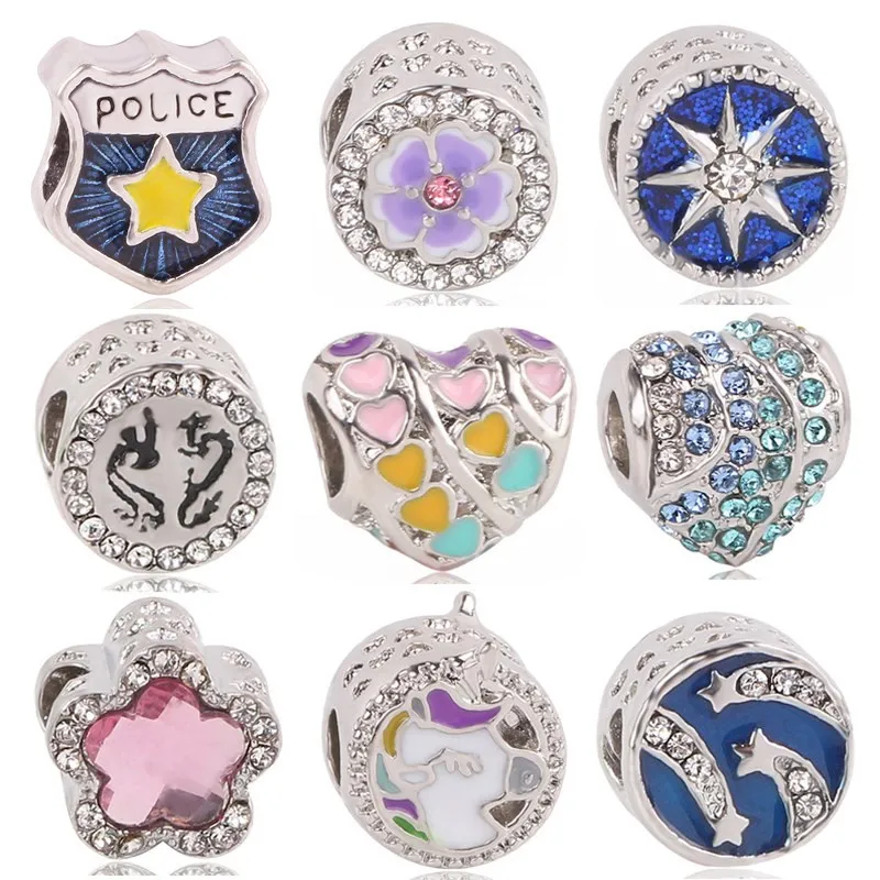 

dodocharms 2019 Tianma Rainbow Love Flower Star Bead With Silver Color Beads Charms Fit Original Pandora Bracelet Women Jewelry