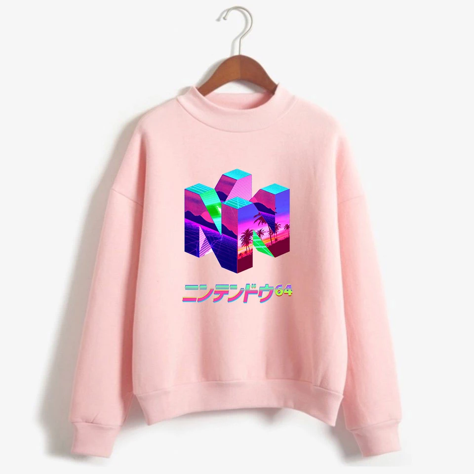 Vaporwave Толстовка Kawaii Harajuku розовый винтажный Японский эстетический женский свитер с капюшоном пуловер с длинными рукавами Sudadera Mujer