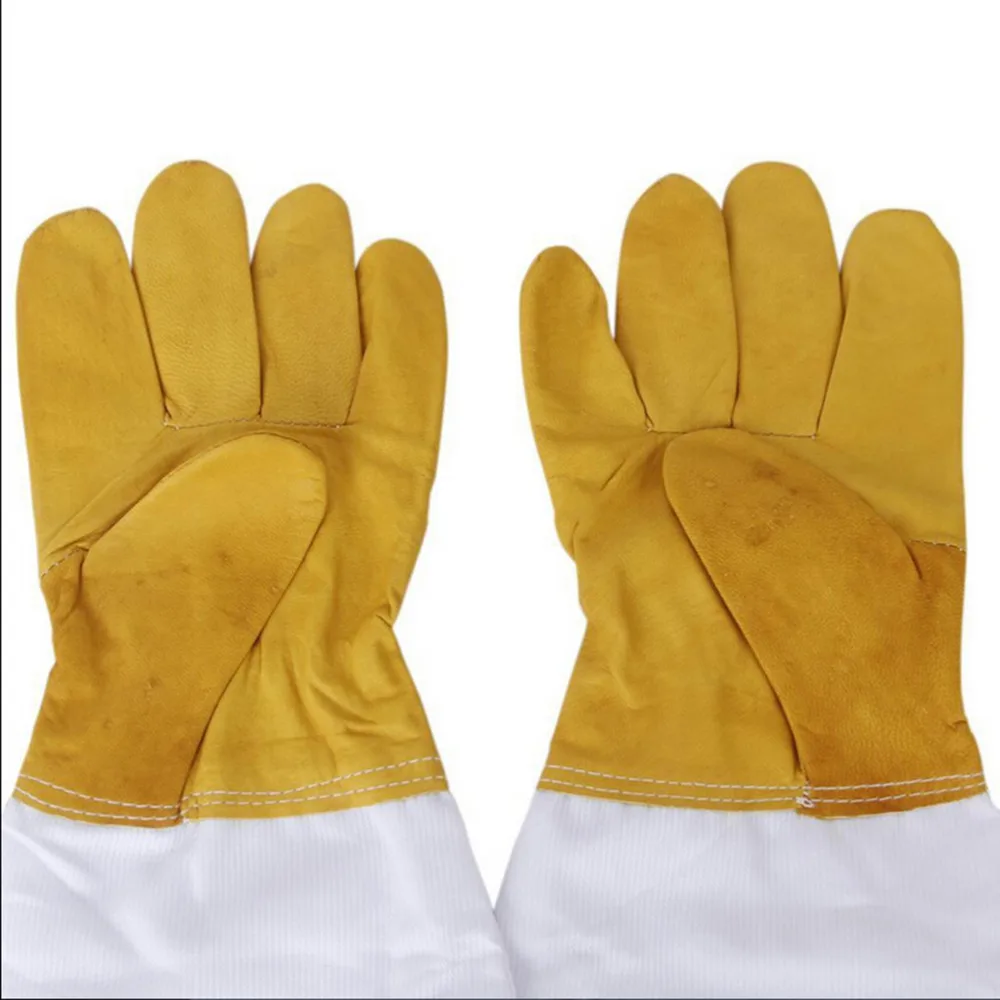 1 Pair Vented Long Sleeves Beekeeping Protective Gloves Guard Long Gloves White