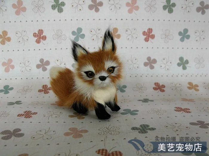 cute simulation small fox toy lifelike light brown fox doll gift 12x5x9cm 