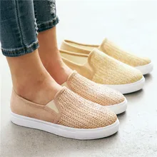 EOEODOIT/обувь размера плюс с плетеной тесьмой; женские Прогулочные кроссовки; уличные дышащие дизайнерские Лоферы без застежки с круглым носком; удобные эспадрильи