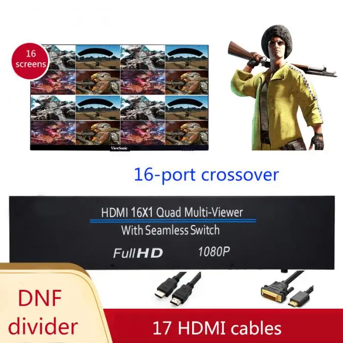 HDMI 16X1 Quad multi-просмотра с бесшовным переключателем разветвитель изображения 1080 P EM88