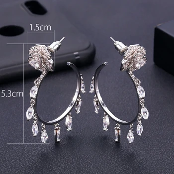 

jankelly Trendy American Cubic Zirconia Crystal MultiColored Big Hoop Earrings Circle Round Design Women Ear Jewelry