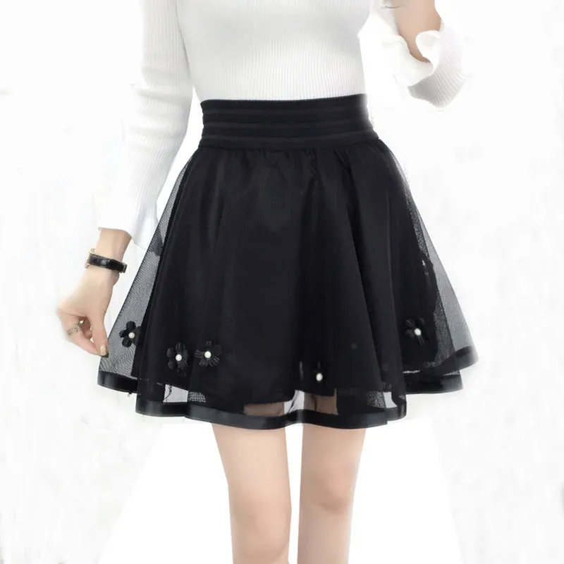 2018 Women Black Short Mini Skirt Spring Summer Elastic High Waist