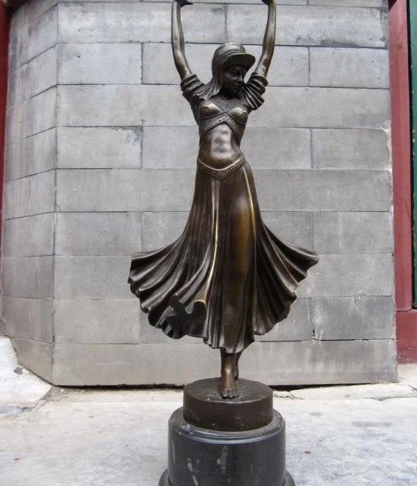 

Westward Great Pure Bronze Copper & Marble dancing girl Beauty statuary statue