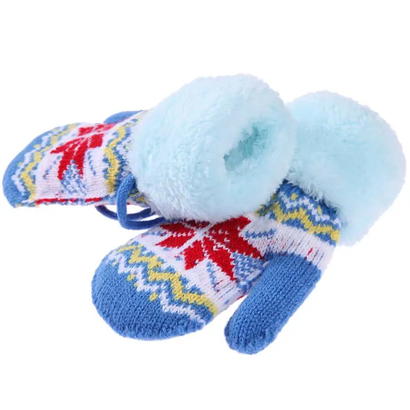 Теплые зимние детские перчатки, вязаные эластичные утолщенные лыжные повседневные перчатки на полный палец, Универсальные перчатки для детей
