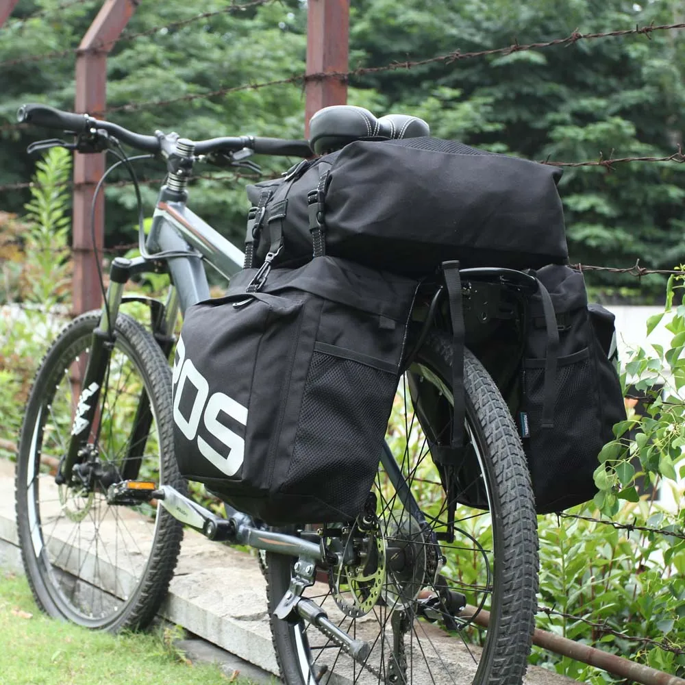 ROSWHEEL 14892 carretera de montaña bicicleta 3 en 1 baúl bolsas ciclismo doble lado Rack trasero cola alforjas asiento paquete luggage Carrier - 6