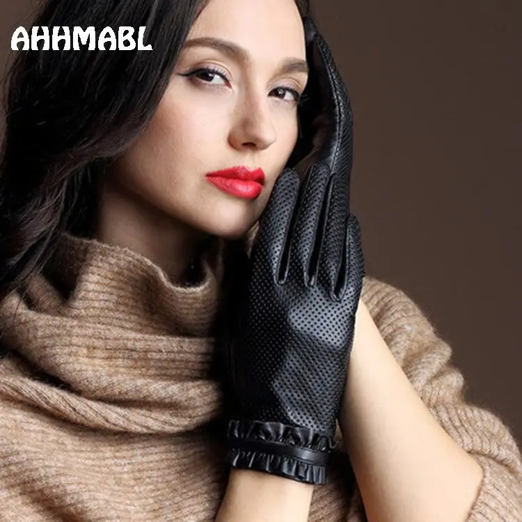 High Quality Elegant Women Leather Gloves Genuine Lambskin Leather Autumn Spring Winter Thermal Hot Trendy Female Glove G565