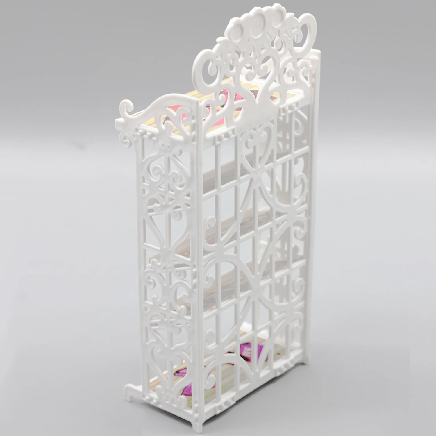 Kids 1PCS DIY White Hollow out Shoes Rack Cabinet 20Pairs High Heel Sandal Shoes Dollhouse Furniture Accessories for Barbie Toy