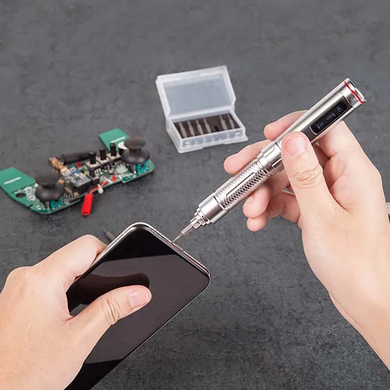 

ES121 Precision Cordless Electric Screwdriver Smart Motion Control 3 Axis Gyro OLED with Screwriver Bit Set for iPhone Repair