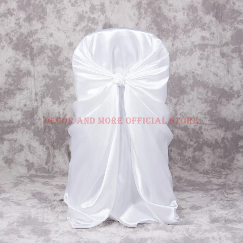 50 шт. декоративная атласная накидка на стул для свадебного банкета отеля, белая черная красная шелковая шаль, универсальные чехлы на стулья - Цвет: WHITE
