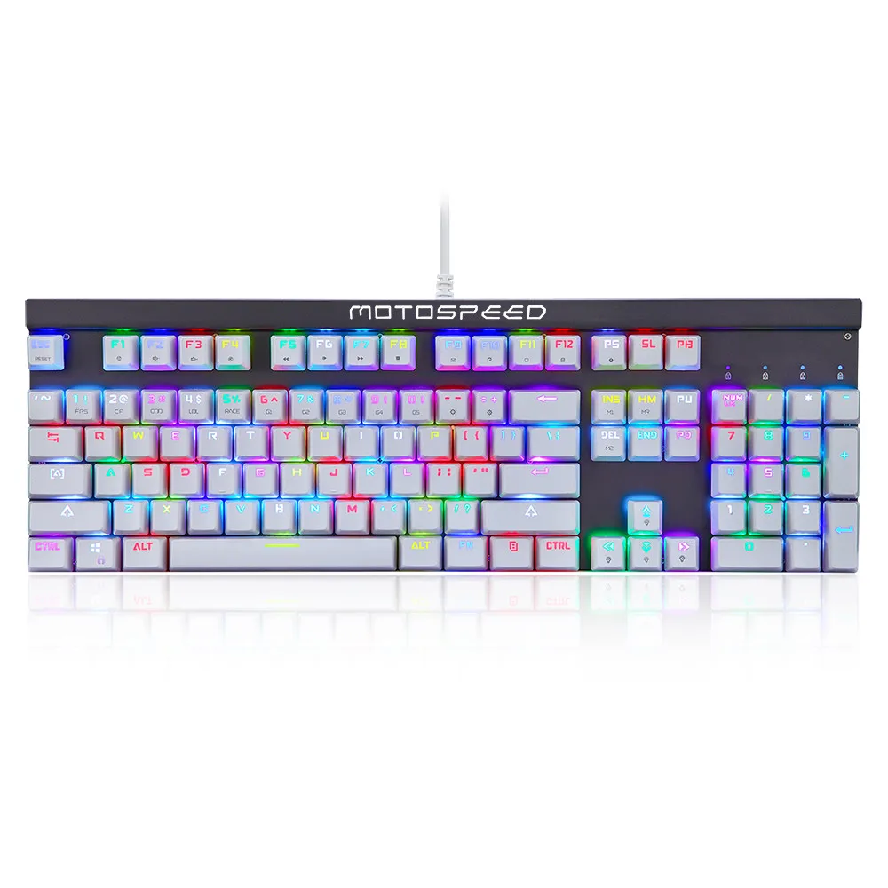 Русская/английская игровая механическая клавиатура CK103 14 режимов RGB подсветка USB2.0 104 ключи против ореолов синий/красный переключатель