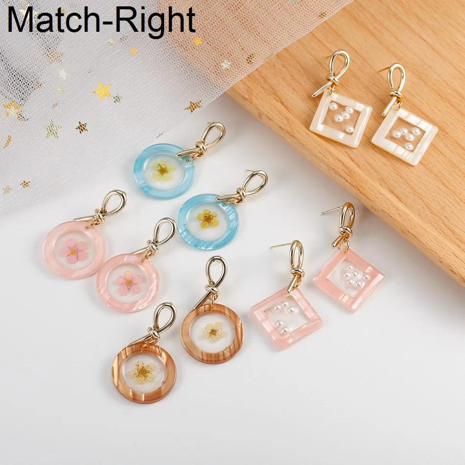 

Match-Right Women Korean Acrylic Trendy Earrings For Women Geometric Flower Dangle Drop Earrings Pendant Female Jewelry NR209
