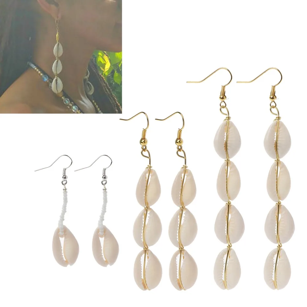 Bohemian Natural Cowrie Shell Pendant Drop Earrings Beach Jewelry Women dangle earrings,drop earrings,pendant earrings,long earrings