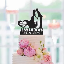 Семейный стиль на заказ свадебный торт Топпер, персонализированное имя невесты и жениха с девочкой, Mr& Mrs торт топперы
