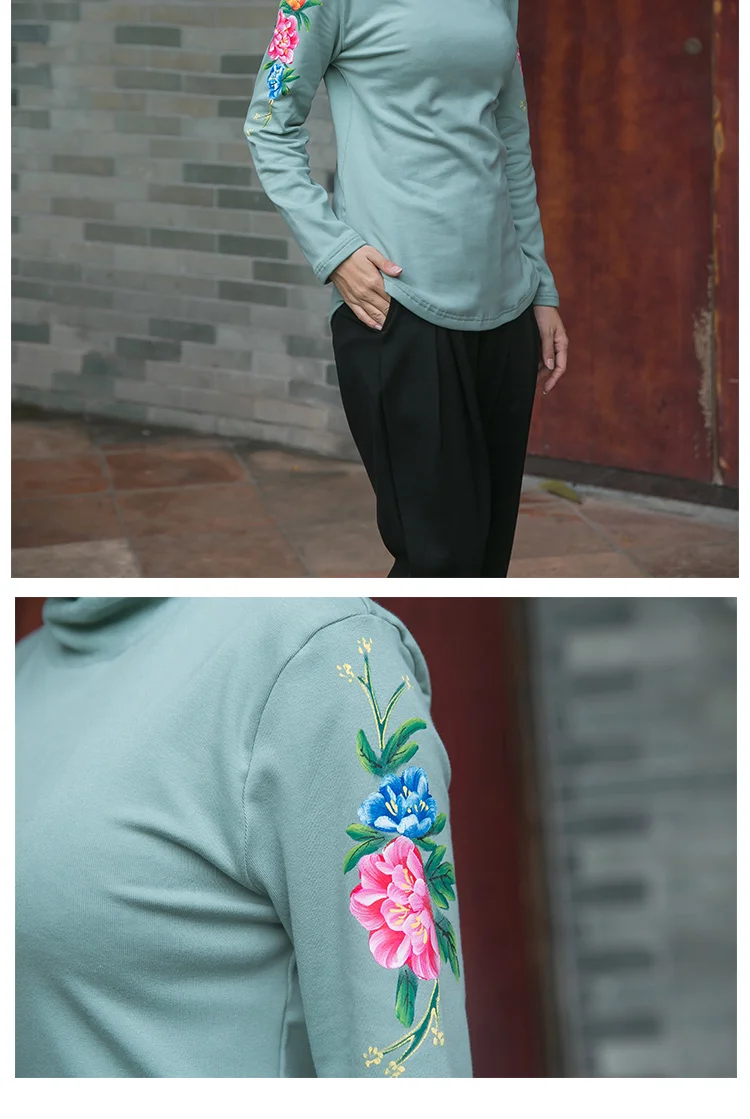 Main Roulé 2018 Femmes Velours shirts Chinois Hiver Fit T T À Xl Col Oversize Polaire Tops Slim Automne La Style xxxxxl Menthe Peint Chaud Shirt aadwqrx6