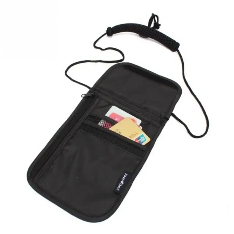Многофункциональная Мужская и женская сумка для паспорта, на шею, для путешествий, Обложка для паспорта, кошелек, ID держатель, для хранения денег, сумка для карт, посылка - Цвет: Черный