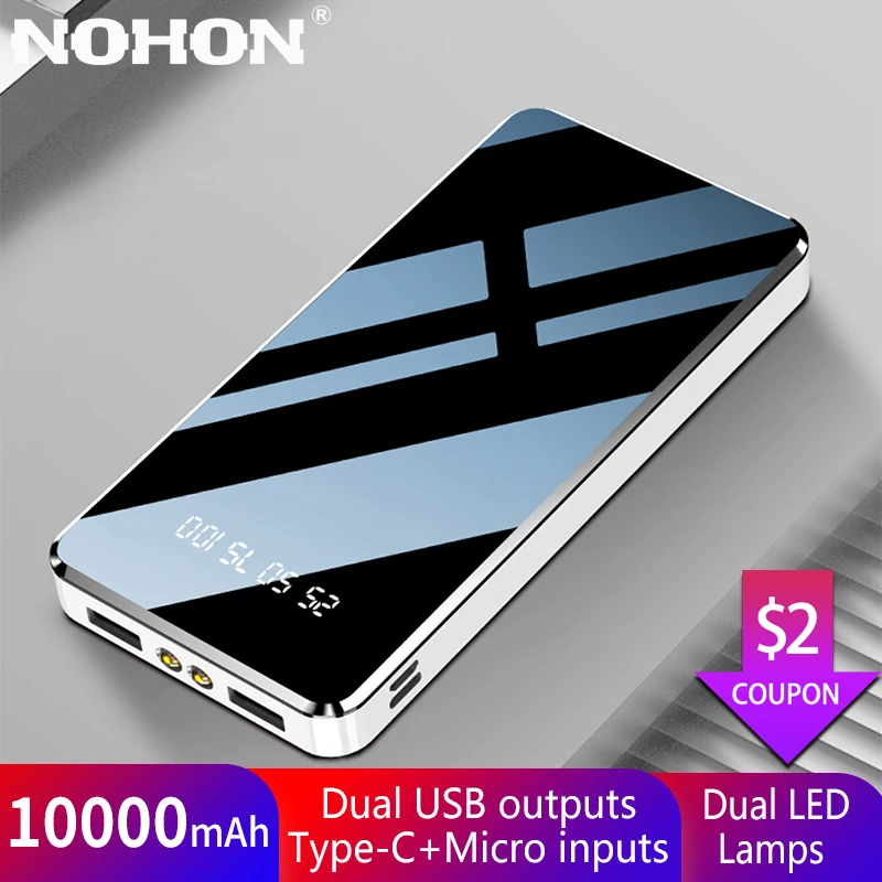 Внешний аккумулятор NOHON на 10 000 мА · ч с USB Type C|Внешние аккумуляторы| |