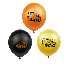 10Pcs Gold Black Construction Excavator Theme Car Latex Balloons Kids Birthday Decoration Party Supplies Baby Shower